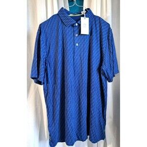 Tasc Golf Polo Cloud Crane Print Blue Size Large New with Tags